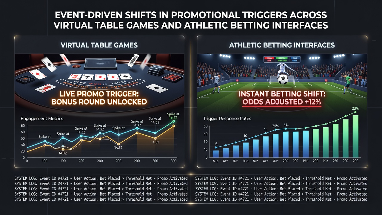 Athletic betting dashboard displaying event-triggered odds adjustments and promotional overlays during a live sports match