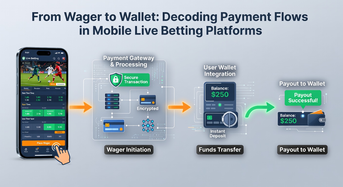 Flowchart diagram showing secure data encryption paths from user device to payment processor and back, with locks and shields representing multi-layer security in live betting withdrawals