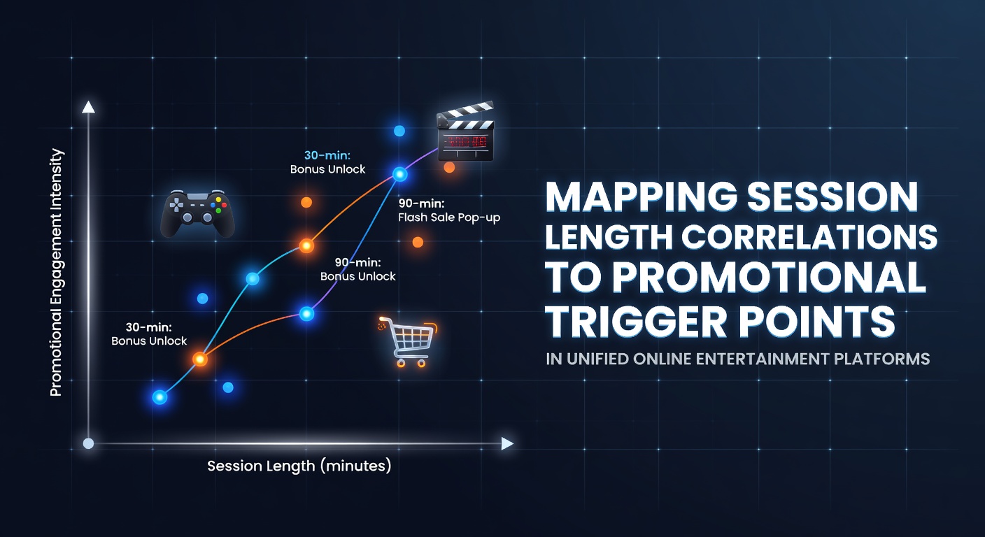 Analytics dashboard showing session length data mapped against promotional triggers on a unified entertainment platform
