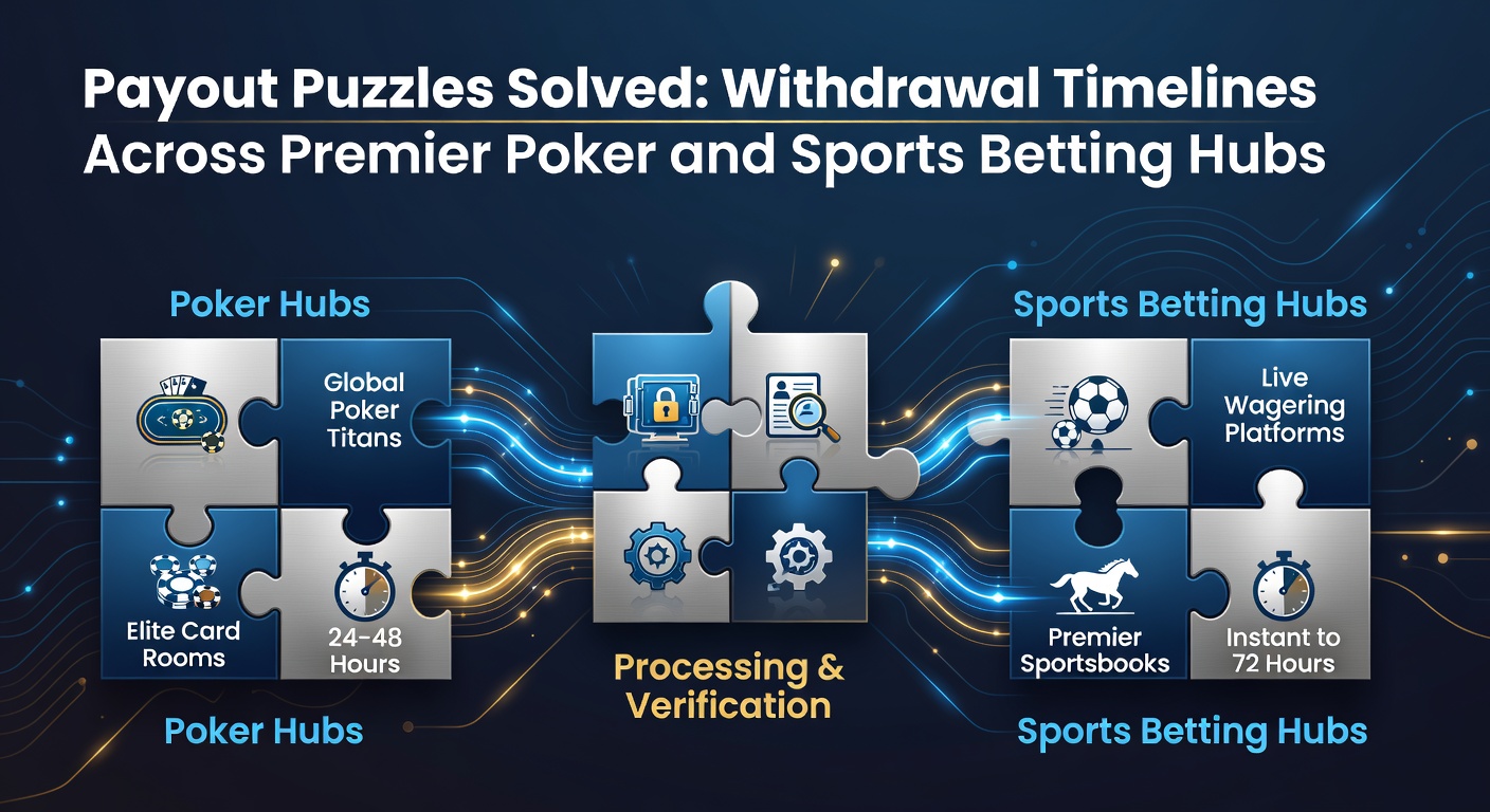 Infographic illustrating average withdrawal timelines across major poker and sports betting platforms, highlighting e-wallet speeds versus bank transfers