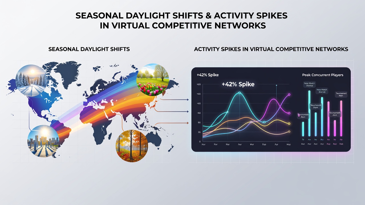 Heatmap of player activity across time zones during summer versus winter daylight periods