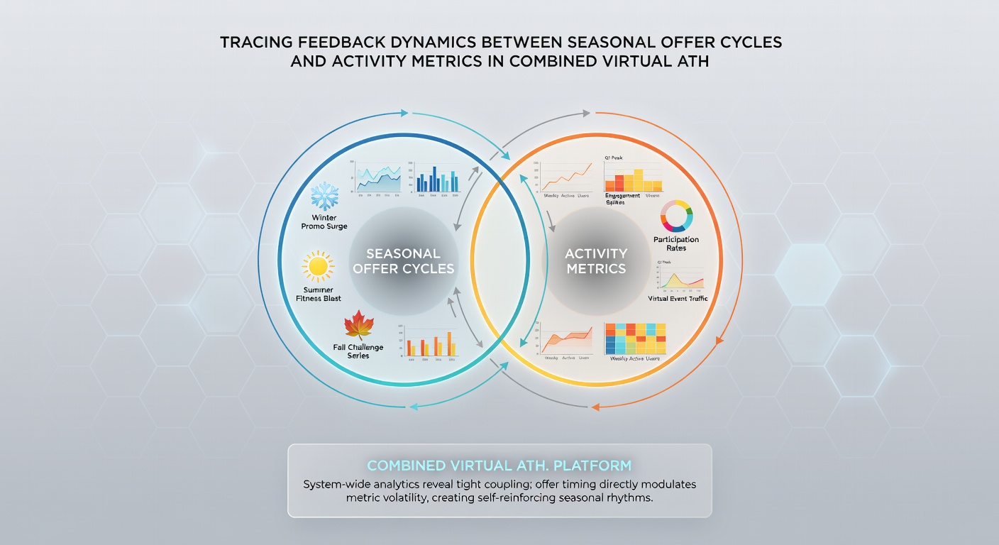 Analytics interface showing correlations between seasonal promotions and cross-category player activity in athletic and table game platforms