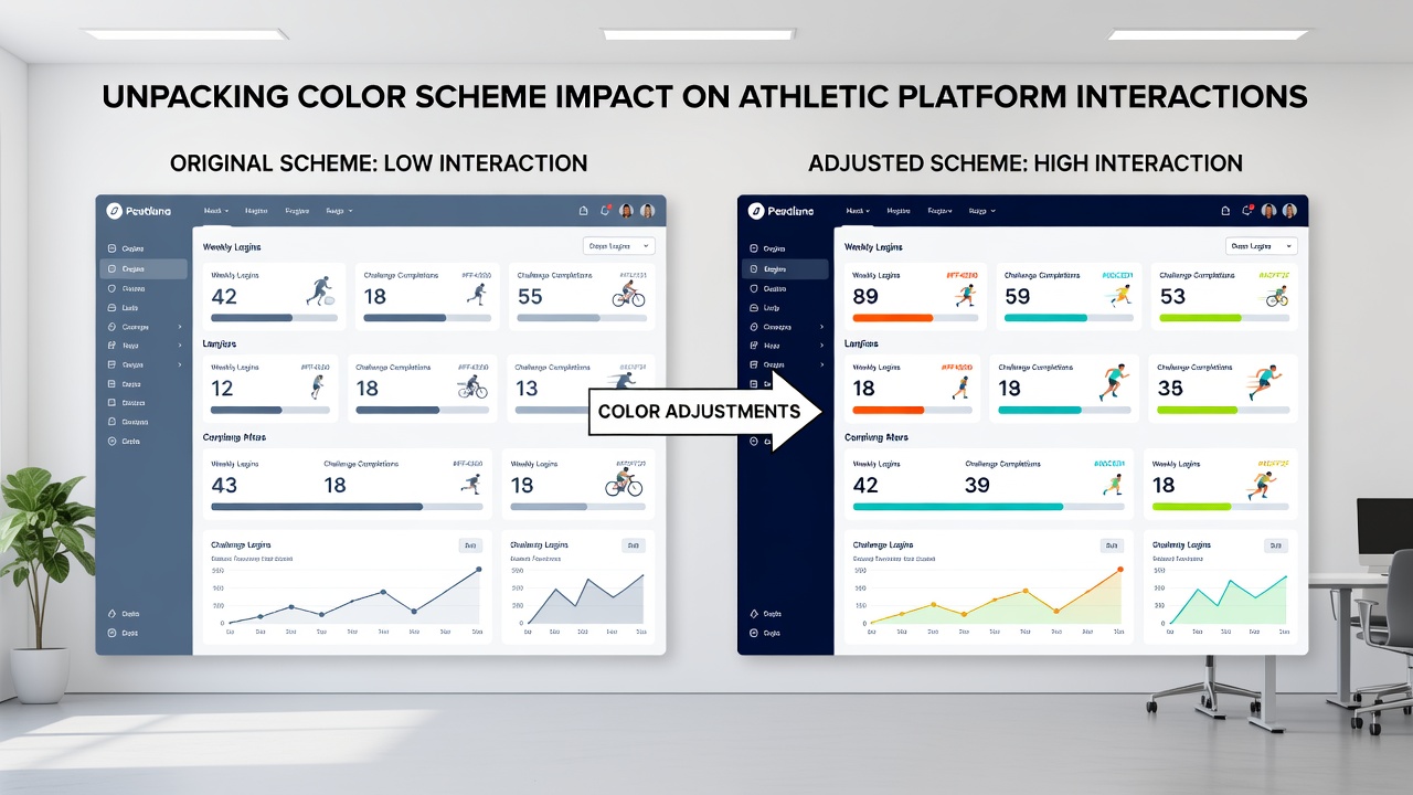 Analytics dashboard displaying interaction frequency changes after color palette updates on combined betting platforms