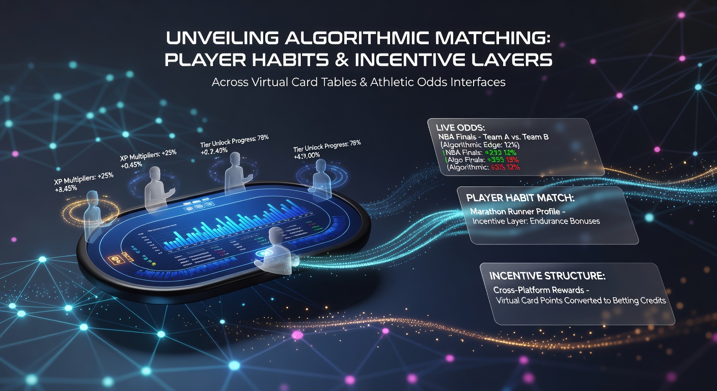 Dashboard view of algorithmic matching systems analyzing player data patterns across virtual card tables and sports betting interfaces